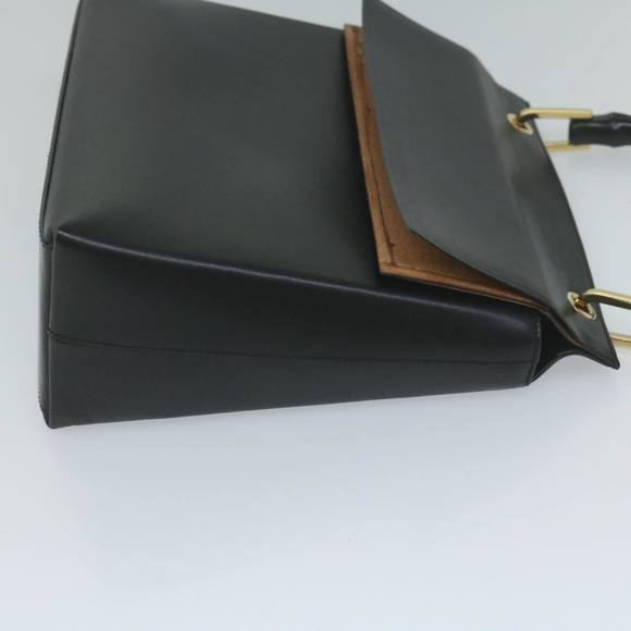 GUCCI Bamboo Hand Bag Leather Black 001 3444 1887 Auth 61693 - Picture 3 of 16
